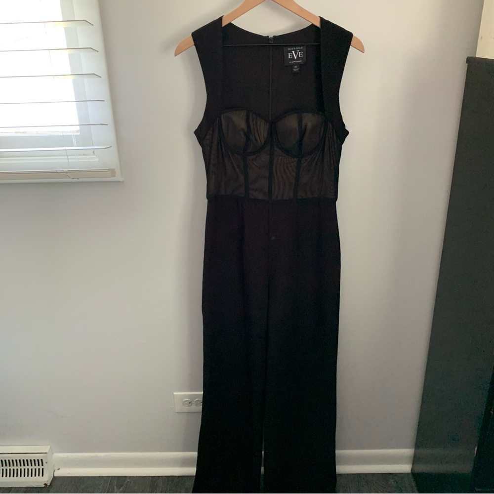 Black Halo Black Sheer Jumpsuit - Picture 2 of 11